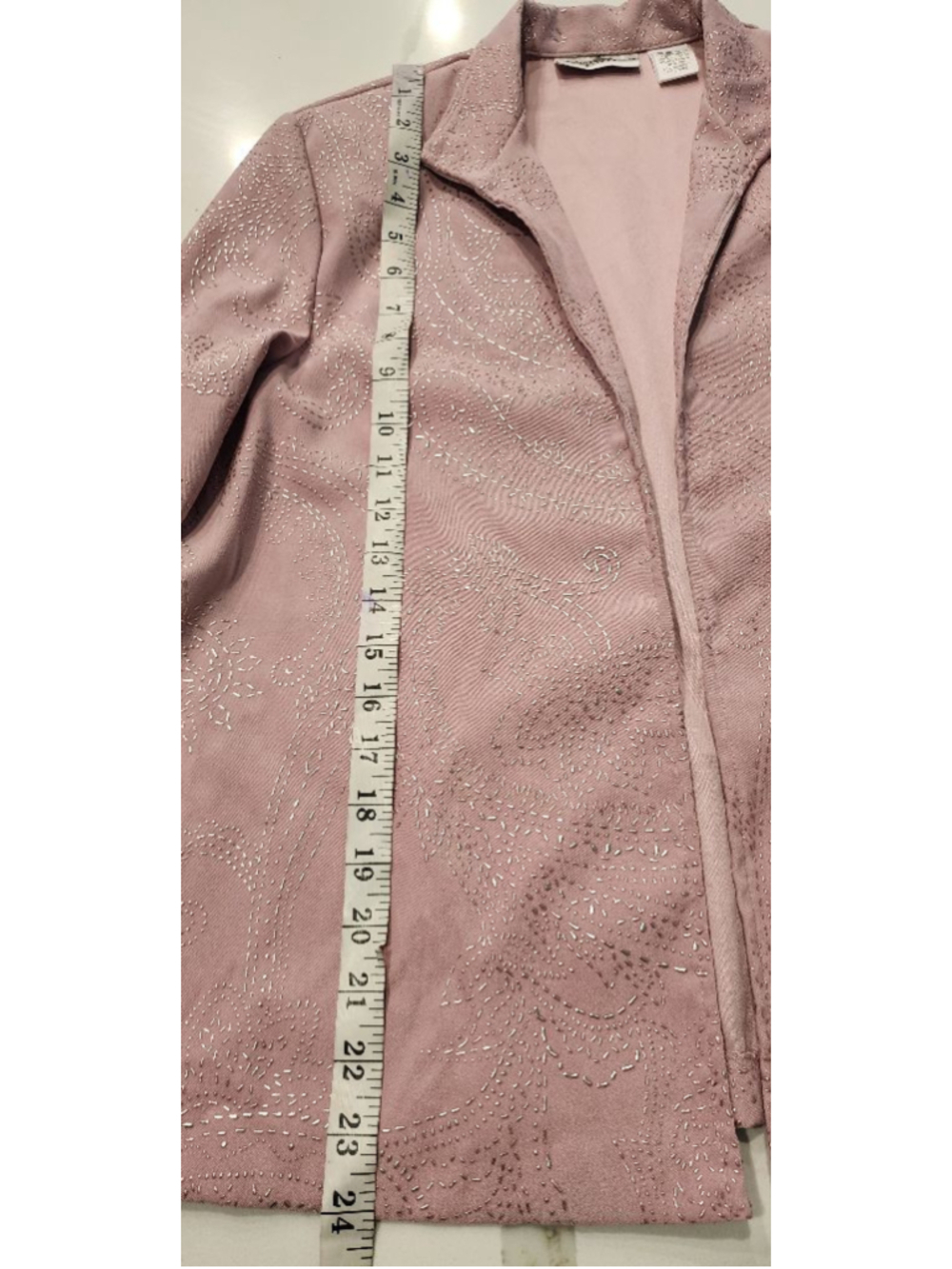 Draper's & Damon's Petites Dusty Rose Embroidered Open Front Jacket Blazer M - Picture 10 of 12